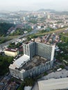 Aerial view abandoned shopping complex Utama Plaza.