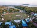 Aerial view football field at Malays village.