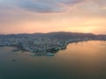 Aerial view Penang island furing sunset.