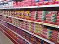 Bukit Tinggi, Malaysia - 23 February 2020 : Line or row of COLGATE Anticavity Toothpaste display for sell in the supermarket shelf