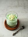 Buko Pandan, a dessert from Philippines, made from jelly, young coconut, evaporated milk, sweetened condensed milk, and ice. Royalty Free Stock Photo