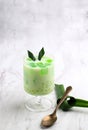 Buko Pandan,Philippines Dessert Made from Jelly, Young Coconut, Evaporated Milk, Sweetened Condensed Milk, and Ice Royalty Free Stock Photo