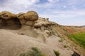 Bukobay yars, a product of wind erosion. Natural landscape and geological attraction Royalty Free Stock Photo