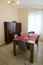 Bukovel, Ukraine February 4, 2022: kitchen with all kitchen utensils in the hotel.