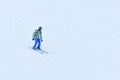 BUKOVEL, UKRAINE- 27 JANUARY 2018: Man skiing down the snow-covered slope Royalty Free Stock Photo