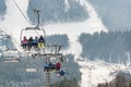 2016-12-17 Bukovel, Ukraine. Winter sports and vacation activity in Bukovel ski resort