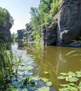 Buky canyon in the Cherkassy region, Ukraine. River Mountain Tikich. panorama Royalty Free Stock Photo