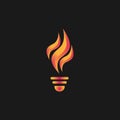 Bulb fire flame icon logo design