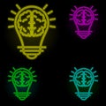 bulb, brain, creative icon neon color set icon. Simple thin line, outline vector of business icons for ui and ux, website or Royalty Free Stock Photo