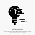 Bulb, Cap, Education, Graduation solid Glyph Icon vector Royalty Free Stock Photo