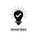 bulb, check, great idea icon. Element of business icon for mobile concept and web apps. Detailed bulb, check, great idea icon can
