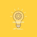 Bulb, develop, idea, innovation, light Flat Line Filled Icon. Beautiful Logo button over yellow background for UI and UX, website Royalty Free Stock Photo