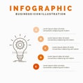 Bulb, develop, idea, innovation, light Infographics Template for Website and Presentation. Line Gray icon with Orange infographic Royalty Free Stock Photo