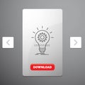 Bulb, develop, idea, innovation, light Line Icon in Carousal Pagination Slider Design & Red Download Button Royalty Free Stock Photo