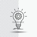 Bulb, develop, idea, innovation, light Line Icon on Transparent Background. Black Icon Vector Illustration