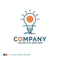 Bulb, develop, idea, innovation, light Logo Design. Blue and Ora