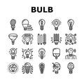 Bulb Electrical Energy Accessory Icons Set Vector