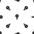 Bulb with exclamation mark inside pattern seamless black Royalty Free Stock Photo
