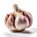 A bulb of garlic isolated on a pure white background