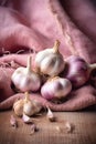 Garlic bulb background diet spice food fresh ingredient organic table macro vegetable plant healthy