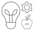 Bulb, Gear, and Apple Representing Innovation, Technology, and Knowledge Royalty Free Stock Photo
