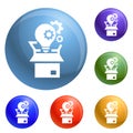 Bulb gear box icons set vector Royalty Free Stock Photo