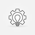 Bulb in Gear outline icon - vector cogwheel with lightbulb sign