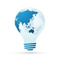 Bulb with globe blue abstract business concept view of asia Royalty Free Stock Photo
