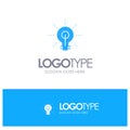 Bulb, Glow, Idea, Insight, Inspiriting Blue Solid Logo with place for tagline Royalty Free Stock Photo