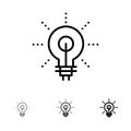 Bulb, Glow, Idea, Insight, Inspiriting Bold and thin black line icon set Royalty Free Stock Photo