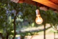 Bulb hangs from the cabin ceiling Royalty Free Stock Photo