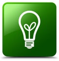 Bulb icon green square button Royalty Free Stock Photo