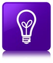 Bulb icon purple square button Royalty Free Stock Photo