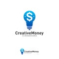 Bulb icon with money logo design concept vector, Simple Money icon with bulb logo template, Symbol, Creative design Royalty Free Stock Photo