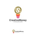 Bulb icon with money logo design concept vector, Simple Money icon with bulb logo template, Symbol, Creative design Royalty Free Stock Photo