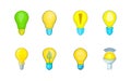 Bulb icon set, cartoon style Royalty Free Stock Photo