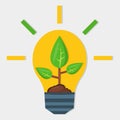 Bulb lamp with plant inside for recycle energy concept vector illustration