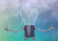 Bulb light character in a blurred background Royalty Free Stock Photo