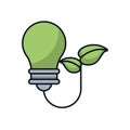 Bulb light energy with leafs plant Royalty Free Stock Photo