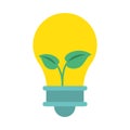 Bulb light energy with leafs plant Royalty Free Stock Photo