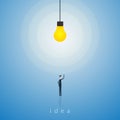 Bulb light idea . New idea, change, trend, courage, creative solution, innovation and unique way concept. Royalty Free Stock Photo