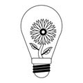 Bulb light sunflower symbol in black and white