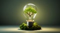 Bulb light with tree, concept of Earth Day or World Environment Day. Royalty Free Stock Photo