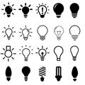Bulb light vector icons set. lamp icon. Lighting Electric lamp illustration symbol. Idea sign or logo. Royalty Free Stock Photo