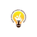 Bulb logo with family care design vector, flat style