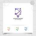 Bulb logo idea design concept of digital colorful symbol and icon lamp vector. Smart idea logo used for studio, professional and Royalty Free Stock Photo