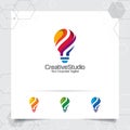 Bulb logo idea design concept of digital colorful symbol and icon lamp vector. Smart idea logo used for studio, professional and