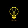 Bulb logo with line technology, Light bulb idea icon with circuit board inside. Business idea concept. Lamp formed by chip Royalty Free Stock Photo