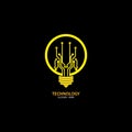 Bulb logo with line technology, Light bulb idea icon with circuit board inside. Business idea concept. Lamp formed by chip Royalty Free Stock Photo