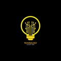 Bulb logo with line technology, Light bulb idea icon with circuit board inside. Business idea concept. Lamp formed by chip Royalty Free Stock Photo